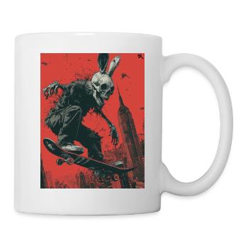 Creepy Bunny - Skull, Skelett, Totenkopf, Skater - Tasse - Weiß - Rechts