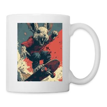 Creepy Bunny - Skull, Skelett, Totenkopf, Skater - Tasse - Weiß - Rechts
