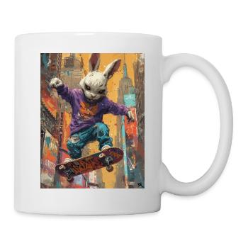 Creepy Bunny - Skull, Skelett, Totenkopf, Skater - Tasse - Weiß - Rechts