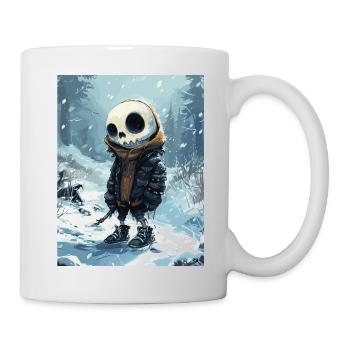 Skull in the snow - Totenkopf, Skelett - Tasse - Weiß - Rechts