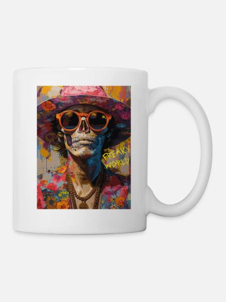 The Skull with Sunglasses - Skull, Totenkopf - Tasse - Weiß