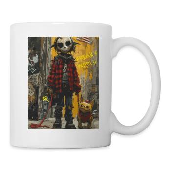 Freaky World - Skull, Totenkopf - Tasse - Weiß - Rechts