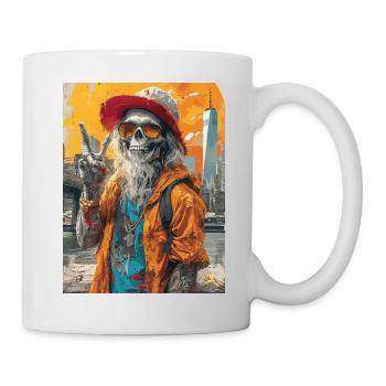 Freaky World - Skull, Totenkopf - Tasse - Weiß - Rechts