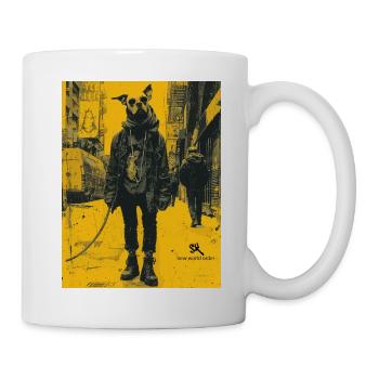 Freaky World - Dog Face, Skull, Totenkopf - Tasse - Weiß - Rechts