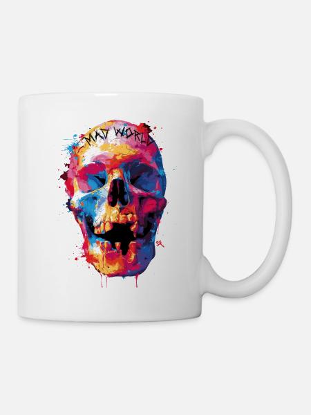 Dark Skull -Totenkopf, Horrormotiv - Tasse - Weiß