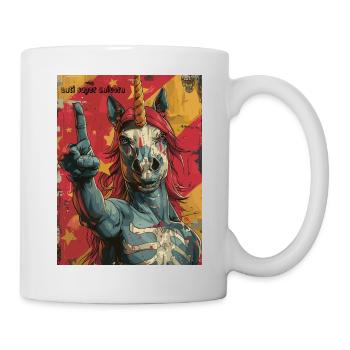 Anti Super Unicorn - Skelett Einhorn - Tasse - Weiß - Rechts
