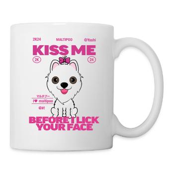 Chien Maltais : Embrasse-moi avant que je te donne un coup de langue - Mug blanc - blanc - Droite