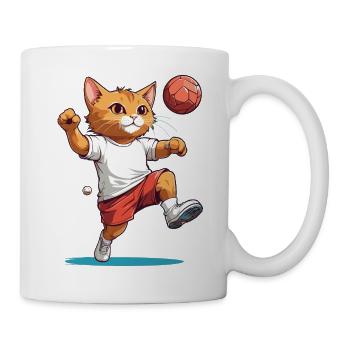 Cute Handball Cat Ball Sports Design Streetwear - Mug - white - Right