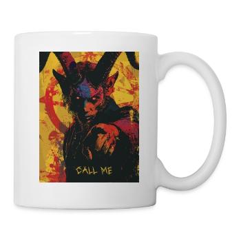 The Devil mit Pentagramm, Call me - Tasse - Weiß - Rechts