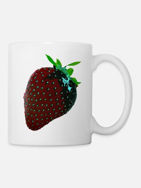 Erdbeere, technisch, Hightech, illustration - Tasse - Weiß