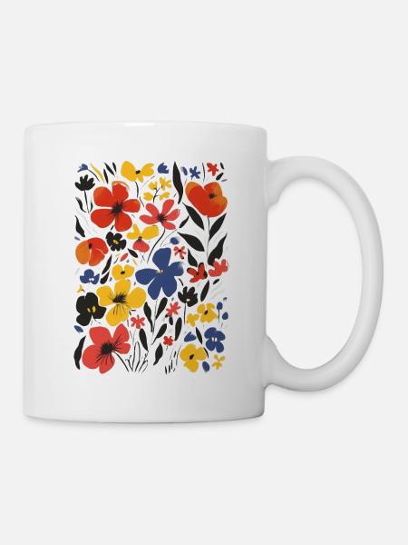 Modernes Blumenmuster - Tasse - Weiß