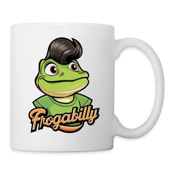 Grenouille de dessin animé avec une coupe de cheveux Rockabilly - Mug blanc - blanc - Droite