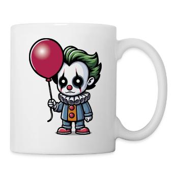 Petit clown effrayant aux cheveux verts avec un ballon - Mug blanc - blanc - Droite