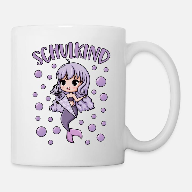 Schulkind Meerjungfrau Schulanfang Einschulung - Tasse - Weiß