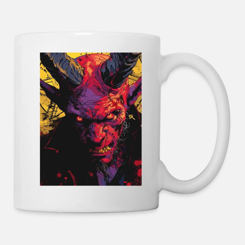 The Devil - Skull, Totenkopf, Teufel - Tasse - Weiß