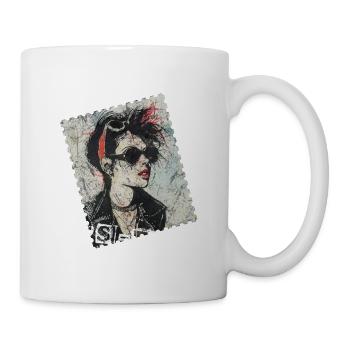 Retro Punk Rock Stamp Design - PosPunk - Mug - white - Right
