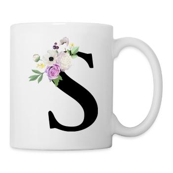 Lila Blumenbuchstabe S - Tasse - Weiß - Rechts