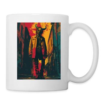 The Devil - Skull, Totenkopf, Teufel - Tasse - Weiß - Rechts