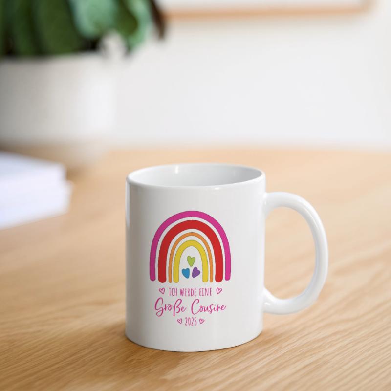 Boho Regenbogen Ich werde eine große Cousine 2025 Tasse