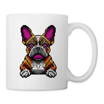 French Bulldog - A Pixel Art, Block Pixelated Dog - Mug - white - Right