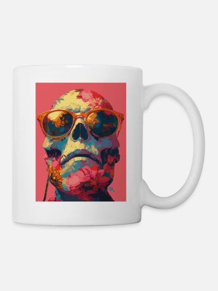 Hippie Skull - Totenkopf - Tasse - Weiß