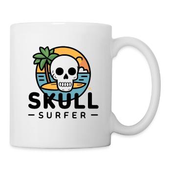 Skull Surfing - Totenkopf mit Surfbrett - Tasse - Weiß - Rechts