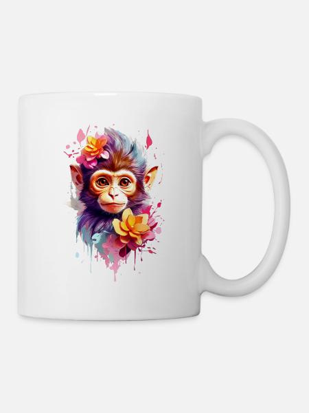Affe Monkey V1 24 08 - Tasse - Weiß