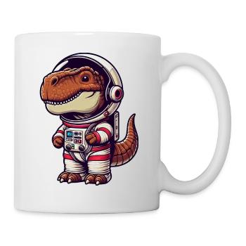 Dino Astronaut im Weltall Cartoon - Tasse - Weiß - Rechts