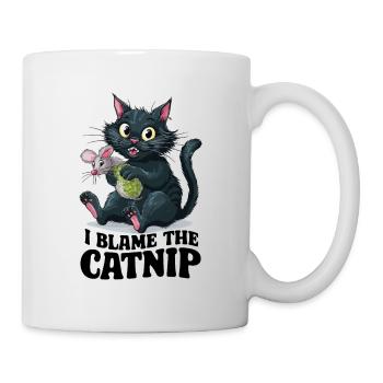 I Blame The Catnip - Cute Mischievous Cat - Mug - white - Right