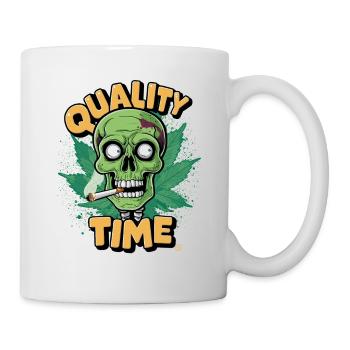 Skull Kiffer - Quality Time, Totenkopf - Tasse - Weiß - Rechts