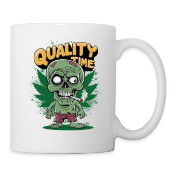 Skull Kiffer - Quality Time, Totenkopf - Tasse - Weiß - Rechts