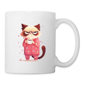 Kaffee | Katze | Genervte Katz | Kaffeeliebhaber - Tasse - Weiß - Rechts