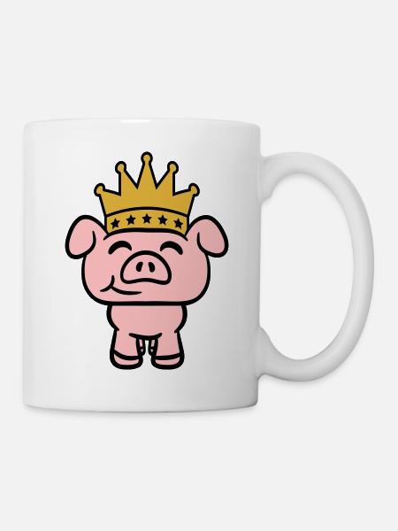 Schwein König Königin Krone Prinz Prinzessin - Tasse - Weiß