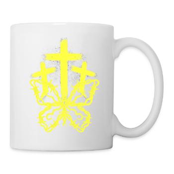 Kreuze Kreuz Schmetterling Reinkarnation Jesus - Tasse - Weiß - Rechts