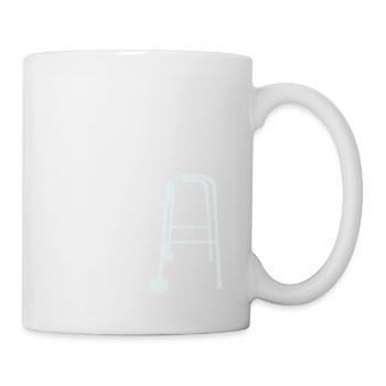 Rentner Opa Großvater Alt Opi Gehhilfe Hut Mantel - Tasse - Weiß - Rechts