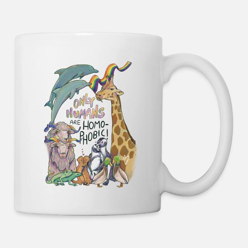 « Seuls les humains sont homophobes » Pride Animals - Mug blanc - blanc