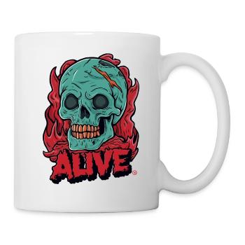 Skull in Hell - Alive, Totenkopf - Tasse - Weiß - Rechts