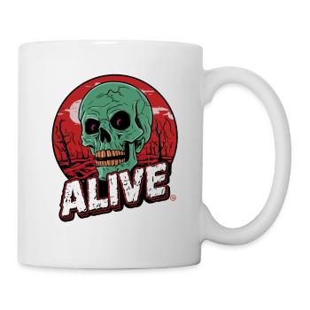 Skull in Hell - Alive, Totenkopf - Tasse - Weiß - Rechts