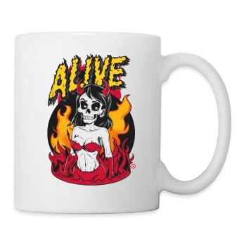 Female Devil - Alive, Skull, Totenkopf - Tasse - Weiß - Rechts
