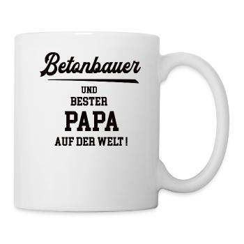 Bester Papa Betonbauer Betonbau Stahlbetonbauer - Tasse - Weiß - Rechts