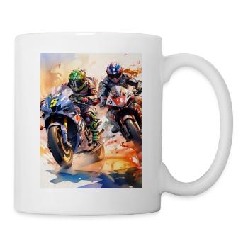 Motorradrennen - Tasse - Weiß - Rechts