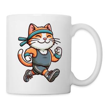 Cat Jogging Marathon Running Fun - Mug - white - Right