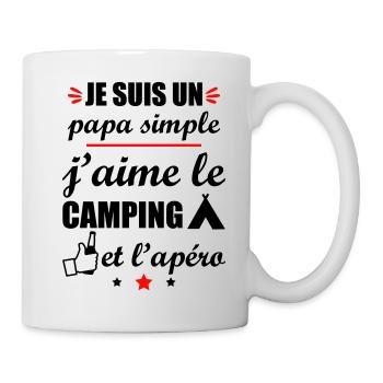 Papa simple camping et apéro, fête des pères - Mug blanc - blanc - Droite