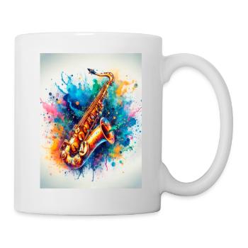 Saxophone aquarelle - Mug blanc - blanc - Droite