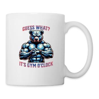 Gym Bear, it´s gym o´clock, Fitness T-Shirt - Tasse - Weiß - Rechts