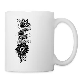 Lettre f floral noir et blanc - Mug blanc - blanc - Droite