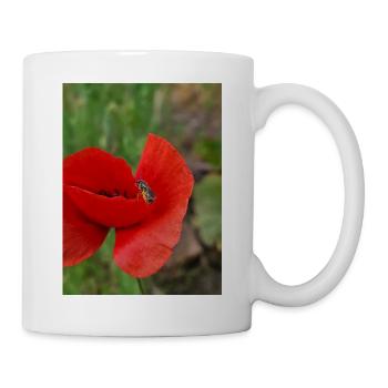 Mohnblüte mit Biene - Tasse - Weiß - Rechts