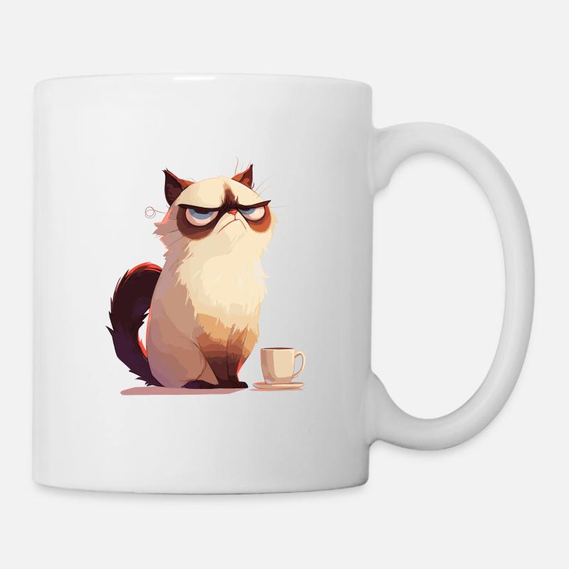 Grumpy | Katze | Genervte Katz | Kaffeeliebhaber - Tasse - Weiß