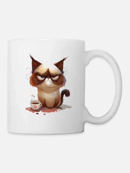Grumpy | Cat | Annoyed Cat | Coffee lovers - Mug - white