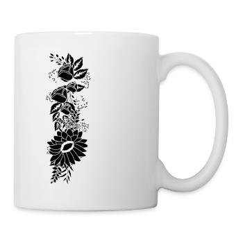 Lettre l floral noir et blanc - Mug blanc - blanc - Droite